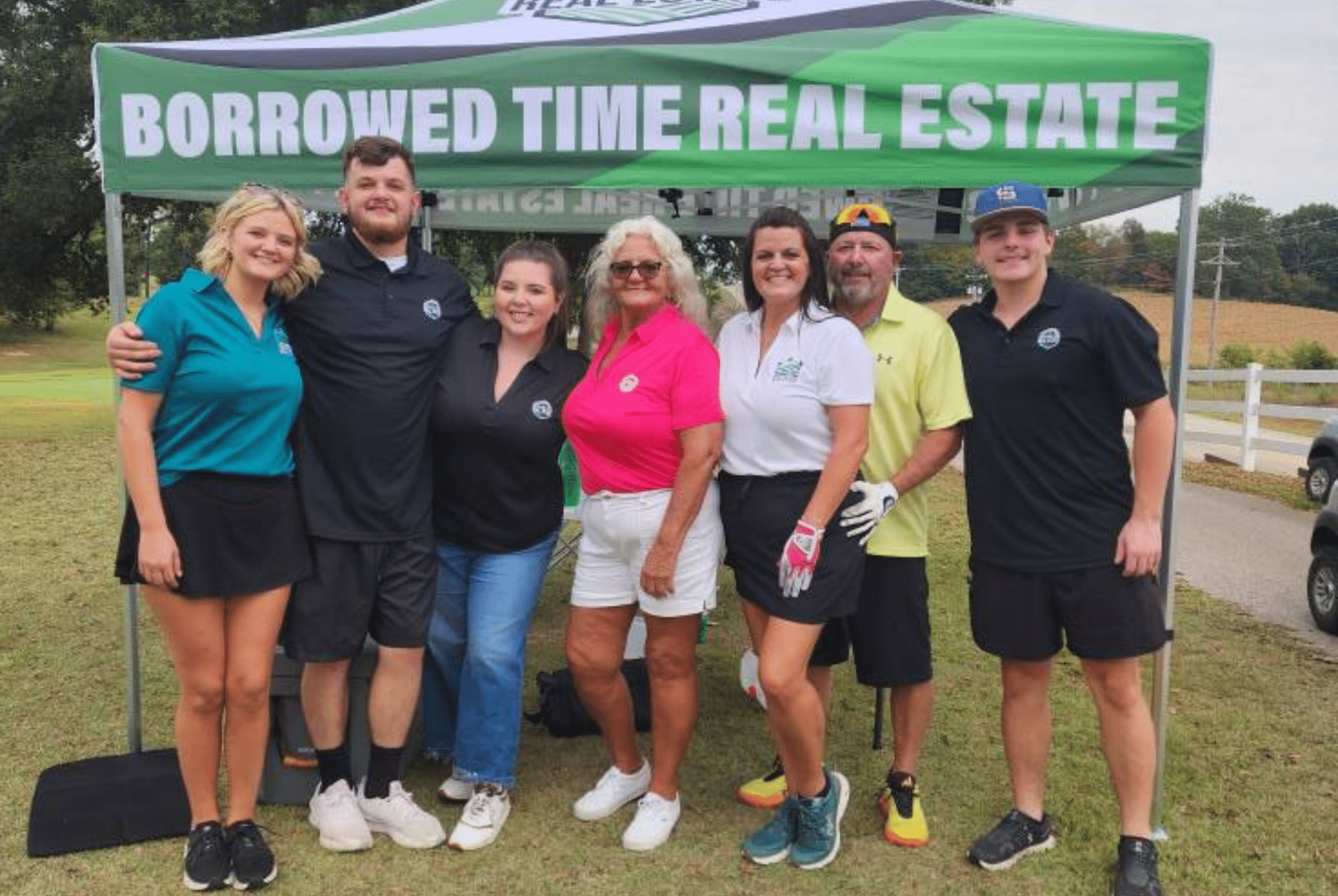 Borrowed Time Real Estate supporting FosterAdopt Connect at Ozark Ridge Golf Course during the Eric Simmons Annual Golf Tournament.