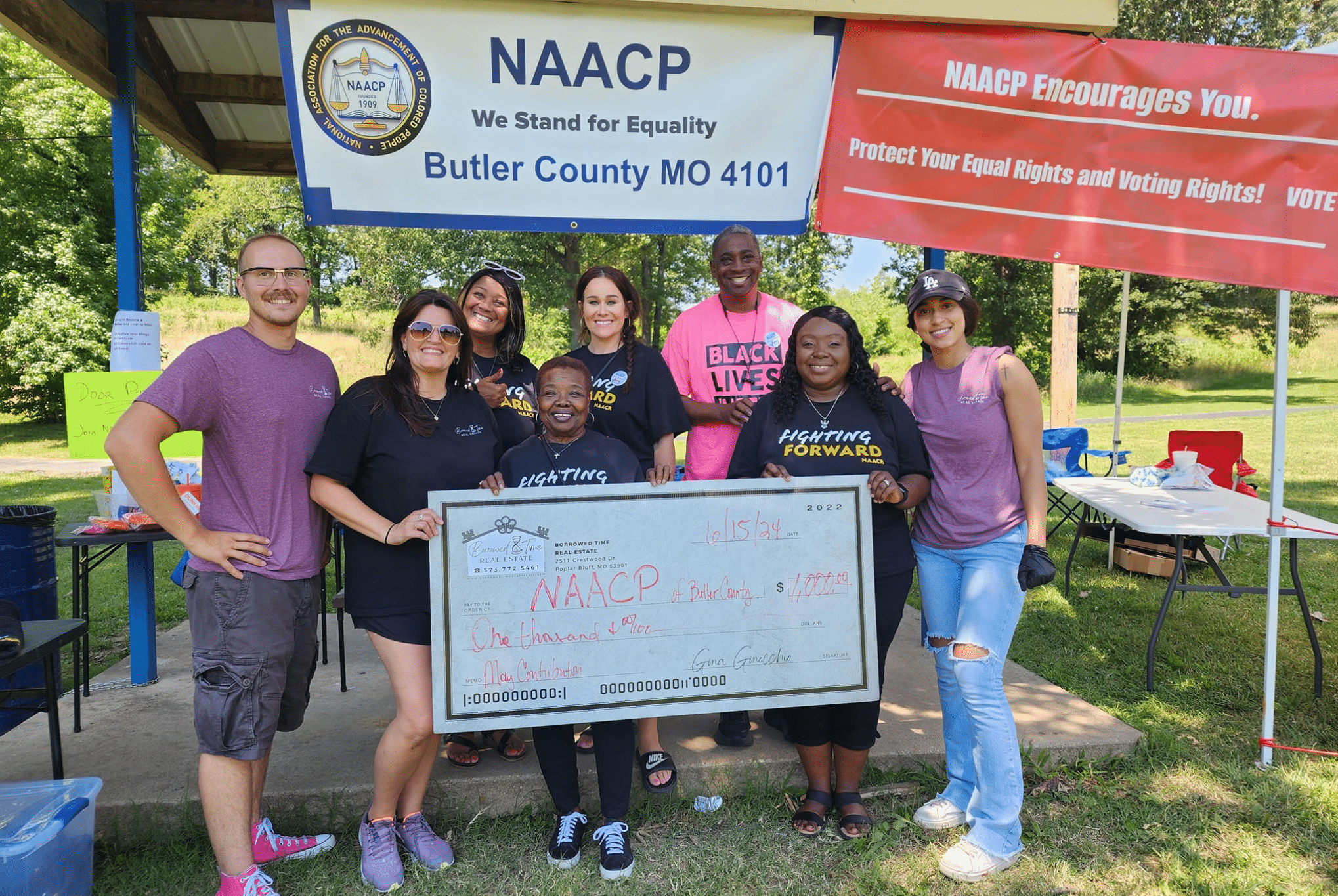 Borrowed Time Real Estate supports NAACP Butler County at the Poplar Bluff Juneteenth Celebration at Bacon Park.